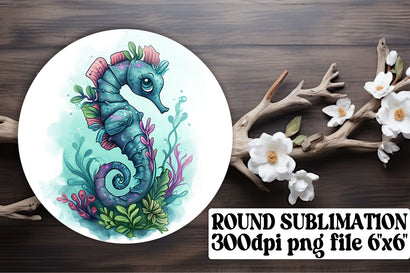 Coastal Fishy Watercolor Circle Designs - Watercolor Keychain Coasters Sublimation afrosvg 