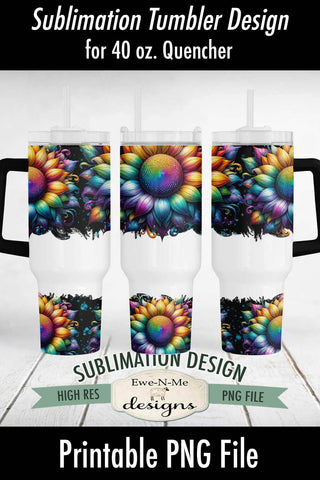 Colorful Sunflower Design for 40 oz. Sublimation Tumbler Sublimation Ewe-N-Me Designs 