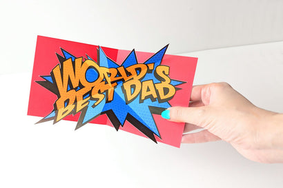 Comic Book Style World's Best Dad Pop Up Card Print and Cut SVG 3D Paper Risa Rocks It 
