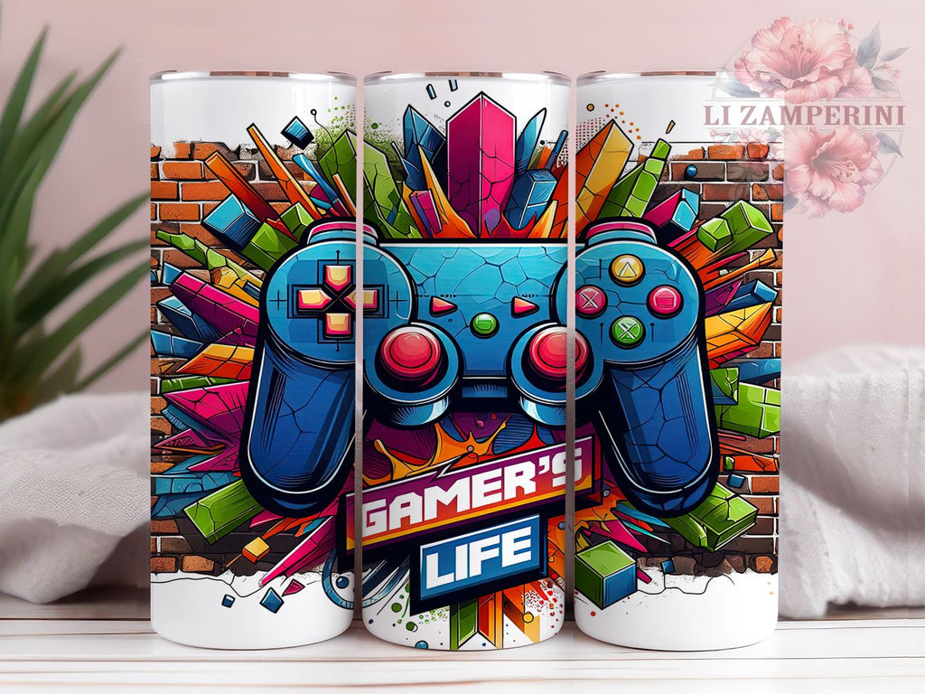 Controller Gamer 20oz Tumbler Wrap PNG, 3D Video Gaming Tumbler Png ...