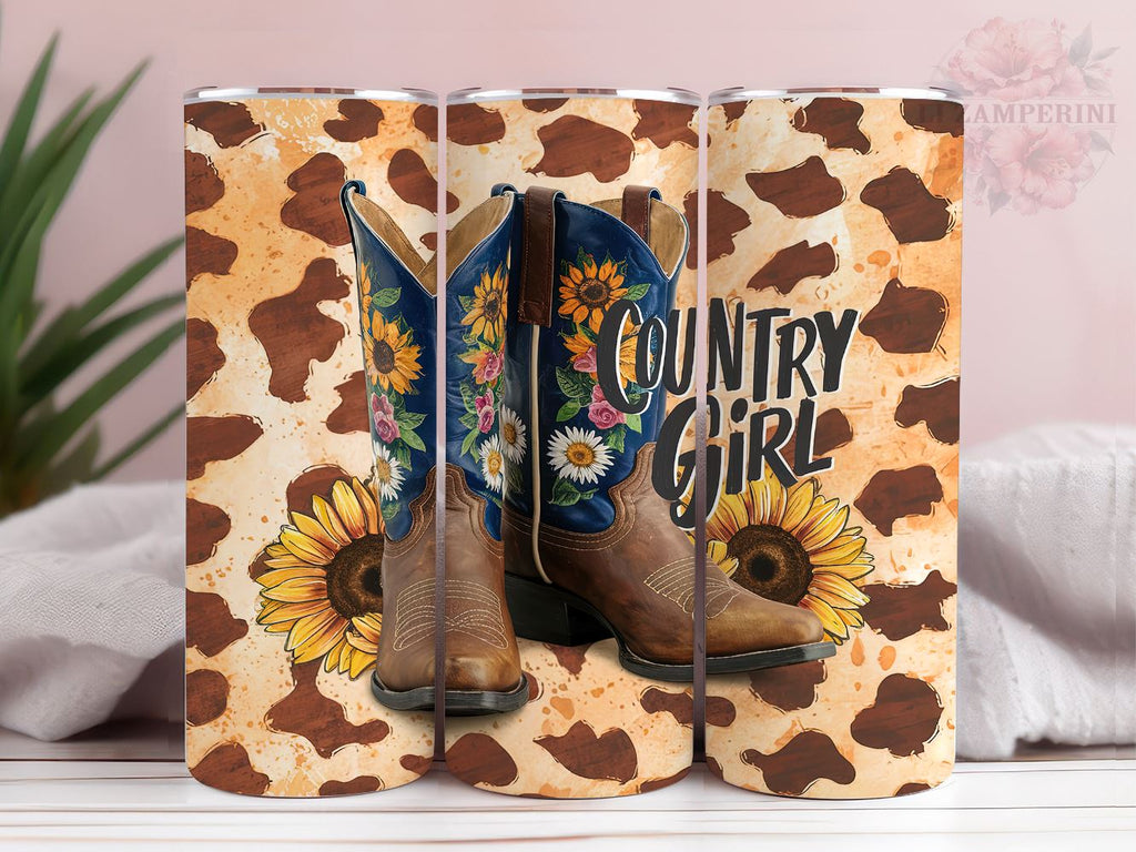 Country Girl 20oz Tumbler Wrap PNG, Cowgirl Tumbler Png, Straight ...