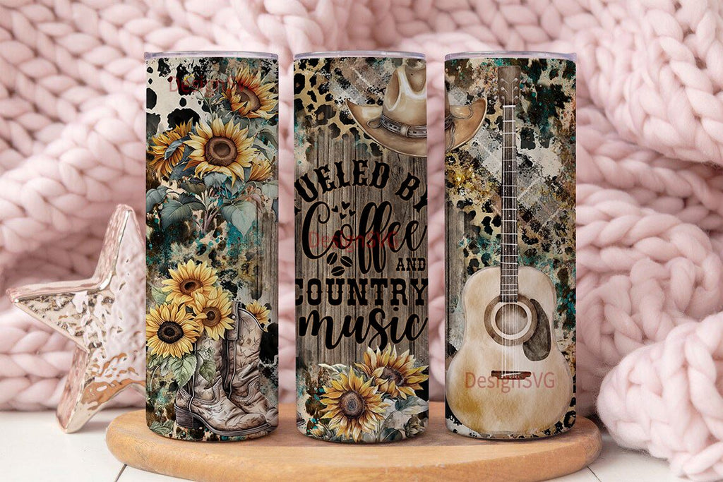 Country Music Lover 20 oz skinny tumbler sublimation designs Guitar