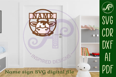 Cow name sign svg laser cut template SVG APInspireddesigns 