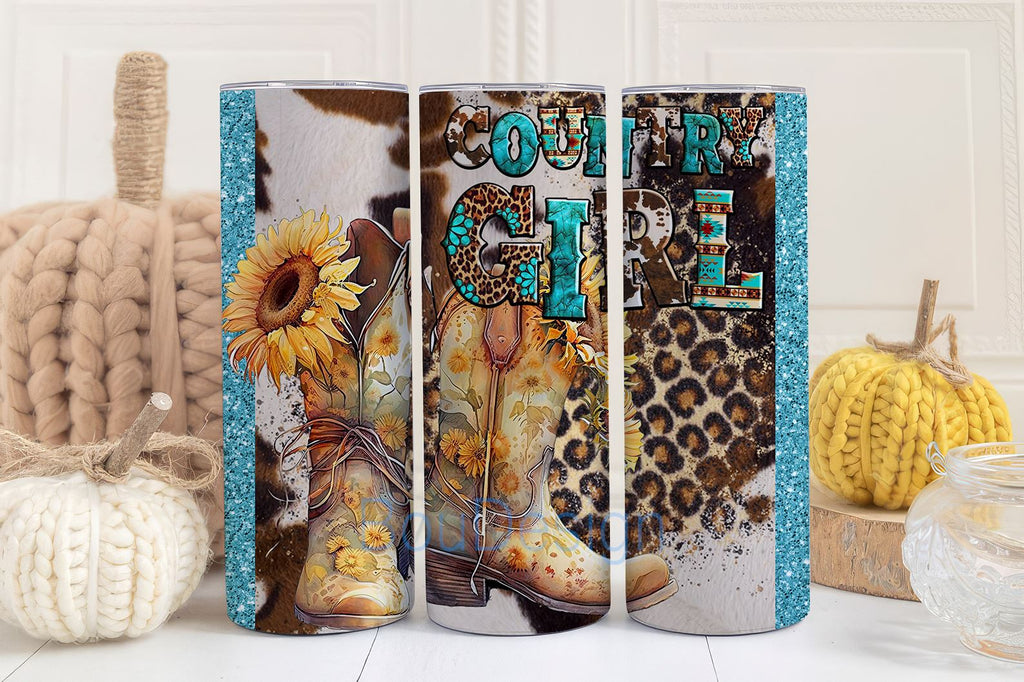 Cowgirl Boots 20 oz Skinny Tumbler Sublimation Design Digital Download ...