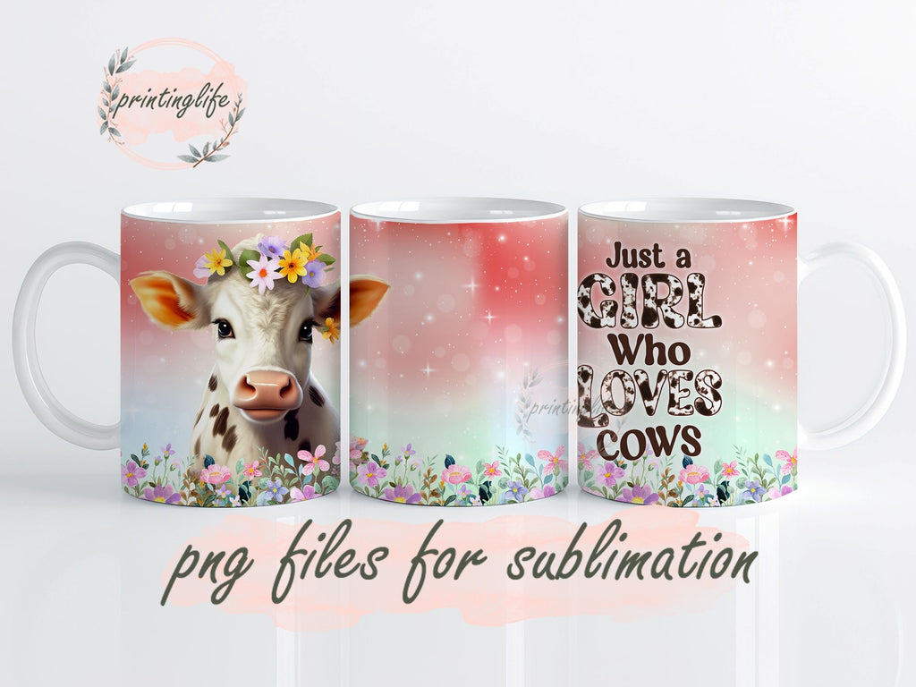 Cows Mug Wrap Design Instant Digital Design Download Mug Wrap Design