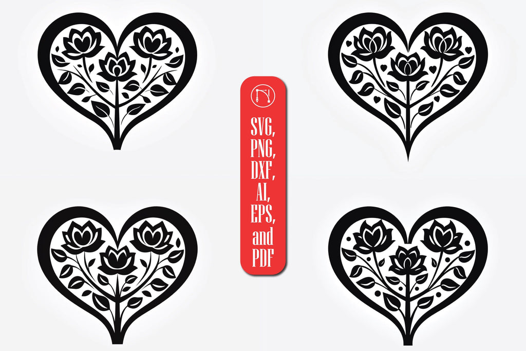 Cricut Valentine Floral Heart SVG Bundle - So Fontsy