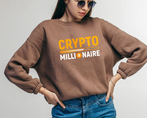 Crypto Millionaire Loading Funny Vector T-shirt Design gift for Blockchain Dogecoin Litecoin Ethereum Bitcoin Trading Mining Lover SVG DesignDestine 