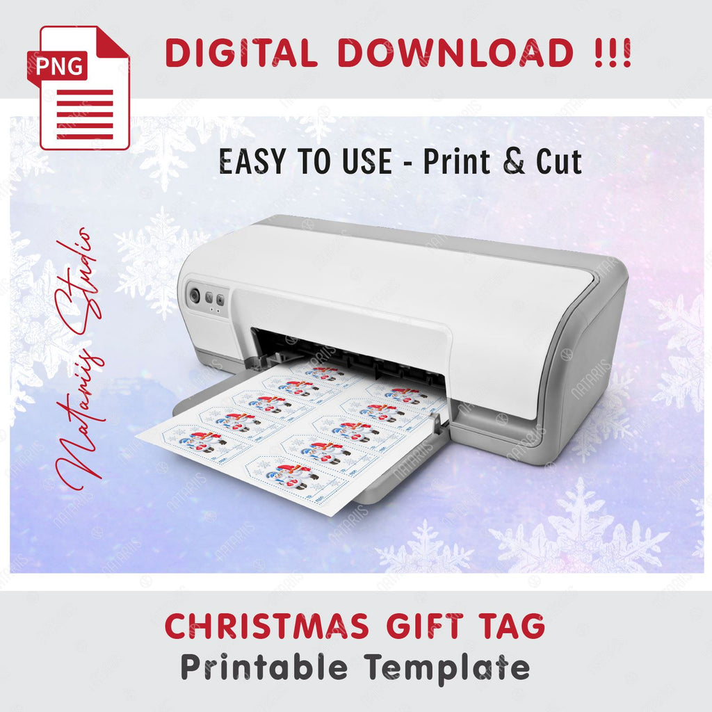 Cute Christmas Gift Tag. Printable template. - So Fontsy