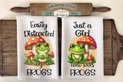 Cute Frogs and Mushrooms Sublimation Dish Towel Design Sublimation Ewe-N-Me Designs 