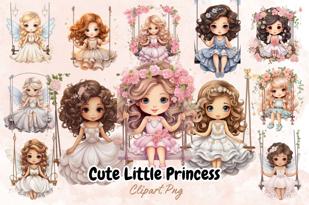 Cute Little Princess Sublimation Clipart Bundle - So Fontsy