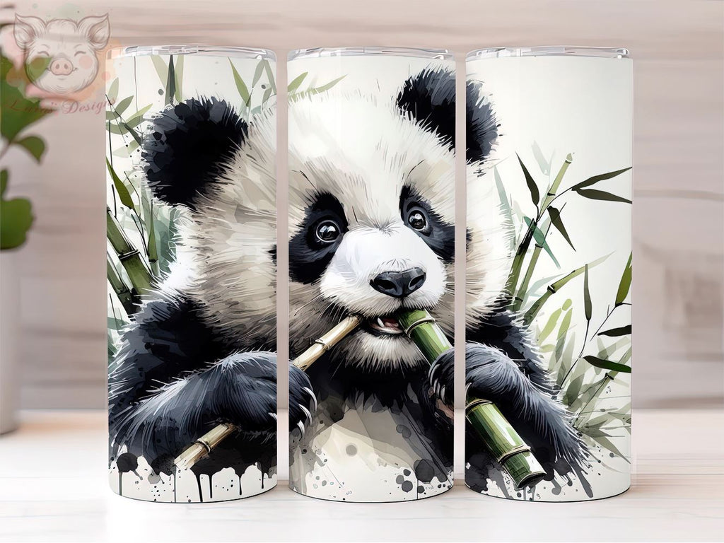 Cute Panda Eating Bamboo 20oz Tumbler Png, Panda Sublimation Design ...