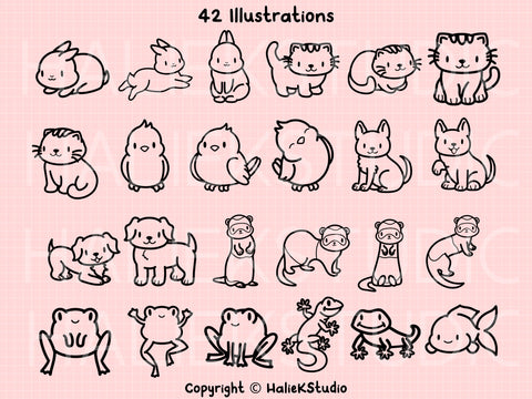 Cute Pet Animals SVG Design Set SVG HalieKStudio 