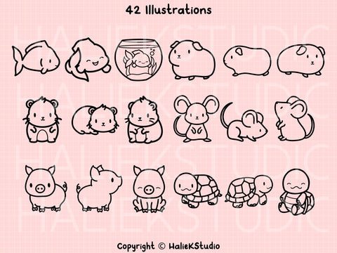 Cute Pet Animals SVG Design Set SVG HalieKStudio 