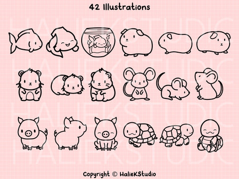 Cute Pet Animals SVG Design Set SVG HalieKStudio