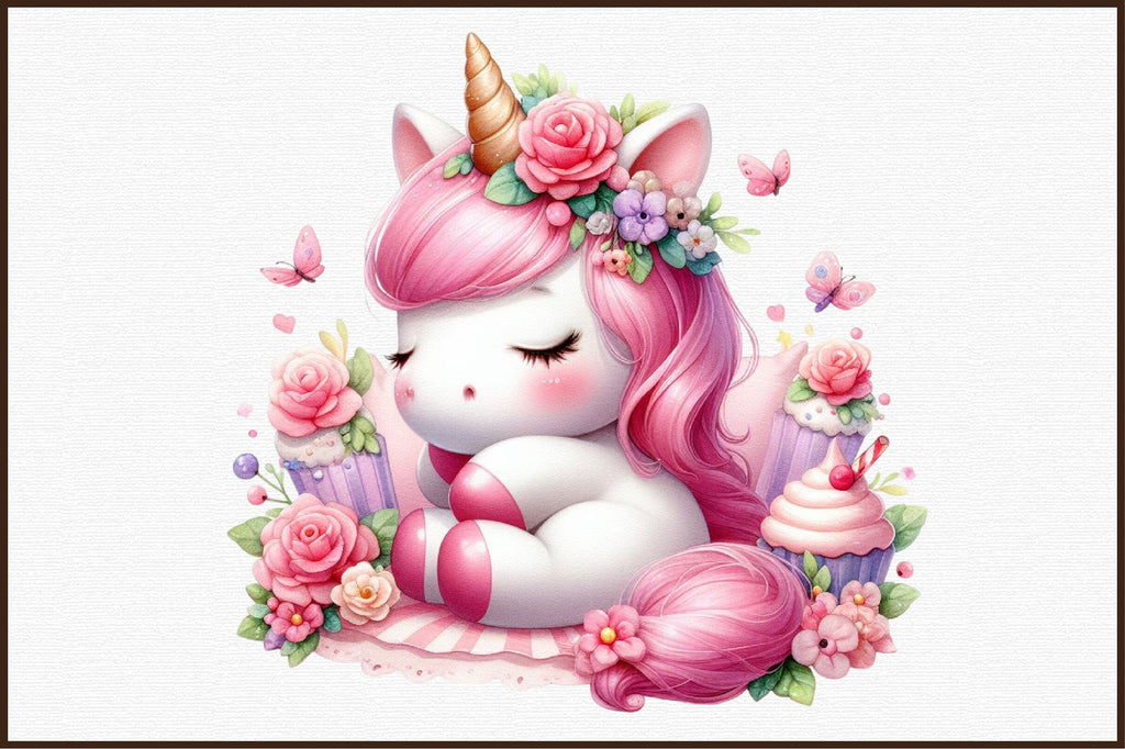 Cute Pink Unicorn Sublimation Clipart - So Fontsy