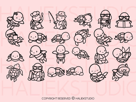 Cute Turtles Vol. 1 SVG Design Set SVG HalieKStudio 
