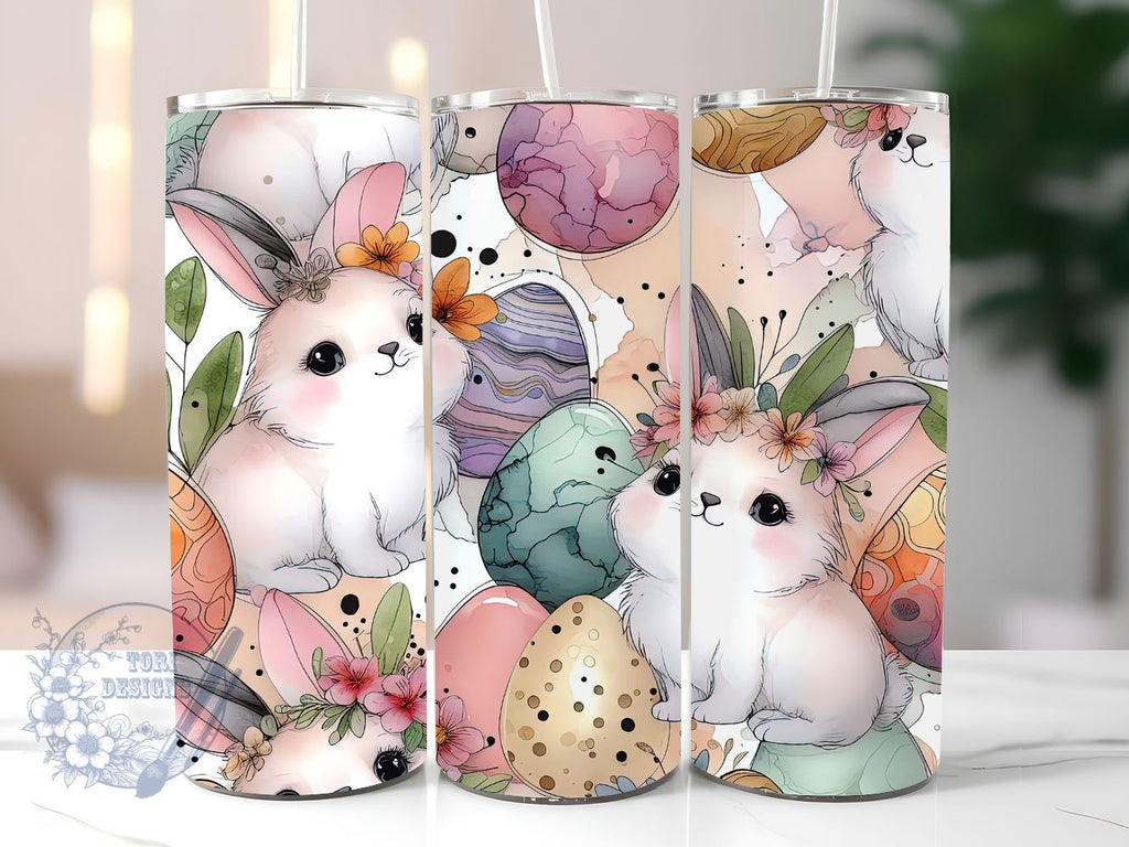 Cutie Easter Bunny 20 oz Skinny Tumbler Sublimation Design, Happy ...