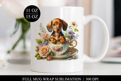 Dachshund Coffee Mug Design, Full Wrap Sublimation Mug Sublimation BijouBay 