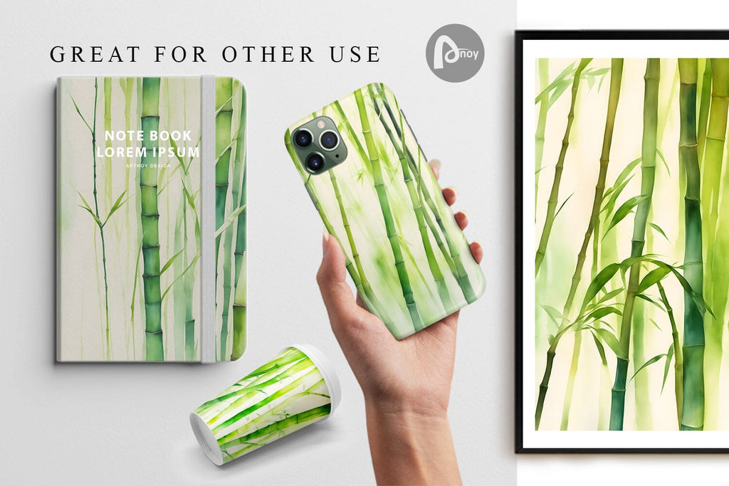 Digital Paper Bamboo Watercolor Texture - So Fontsy