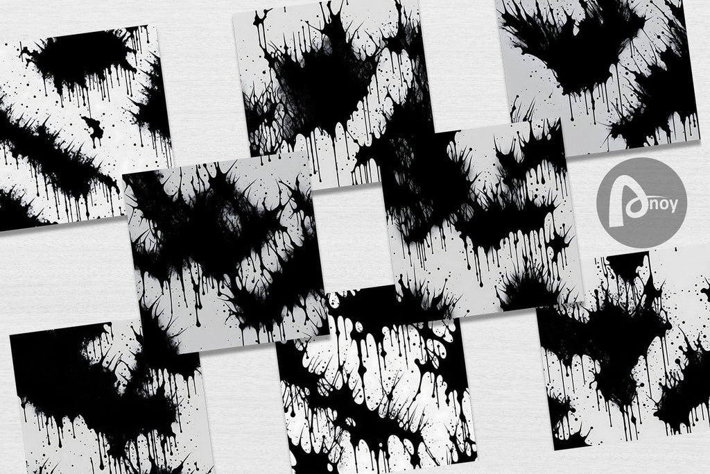Digital Paper Black Ink Splashes So Fontsy