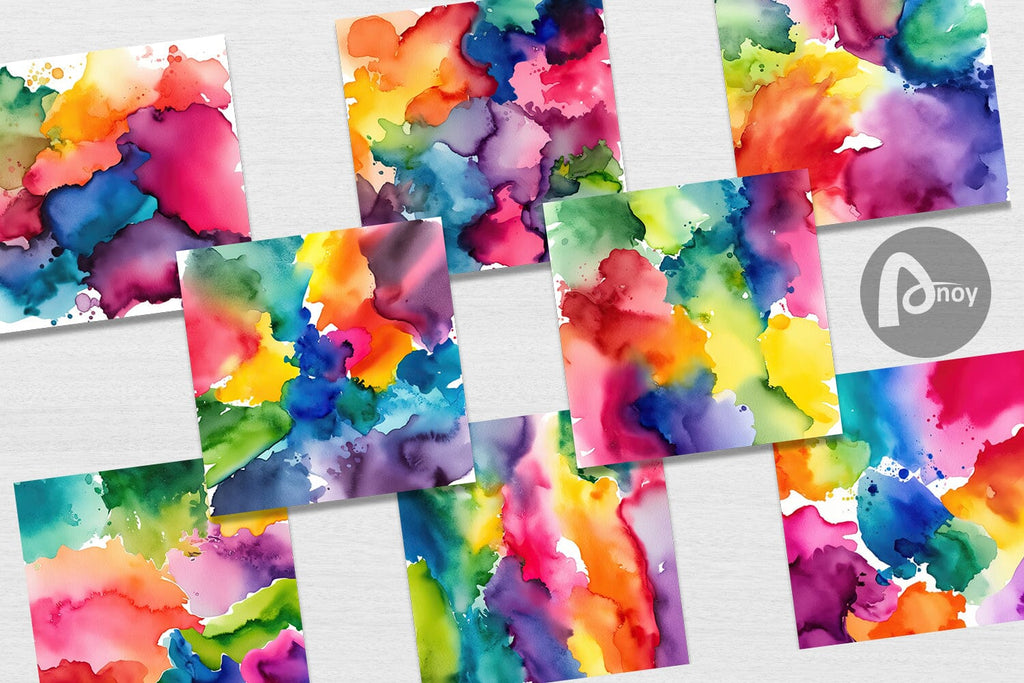 Digital Paper Colorful Watercolor - So Fontsy