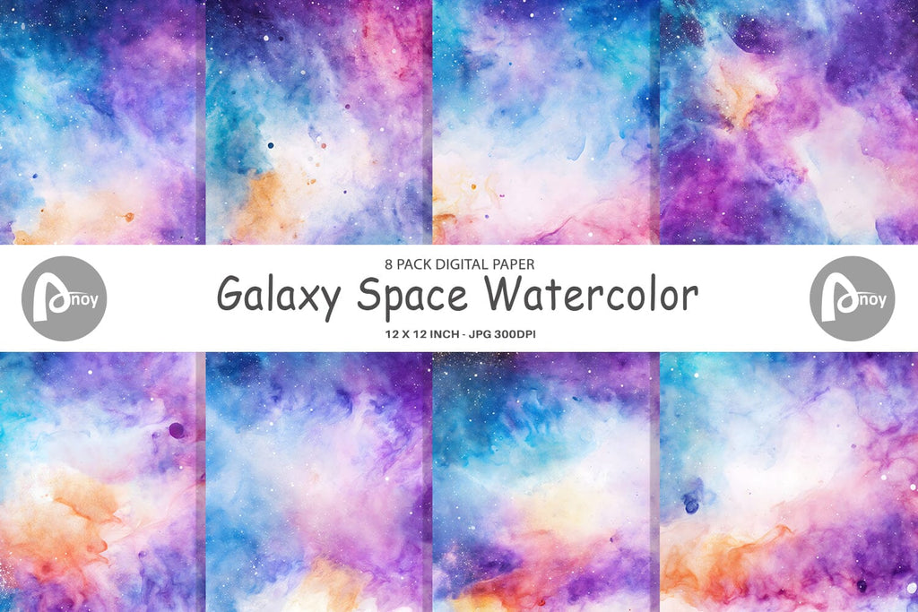 Digital paper Galaxy Space Watercolor - So Fontsy