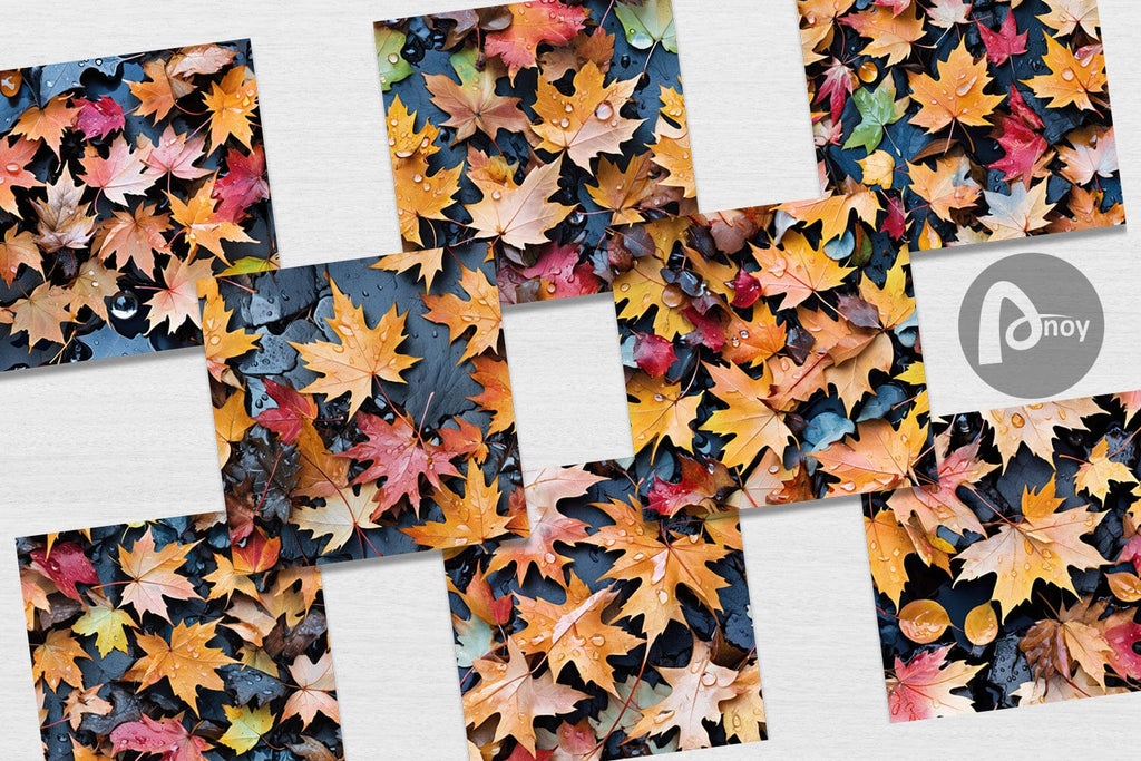Digital Paper Maple Leaves Pattern - So Fontsy