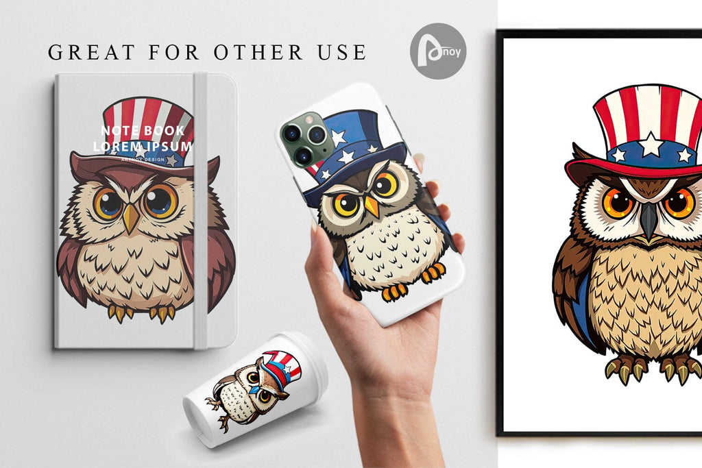 Digital Paper Owl Patriotic - So Fontsy