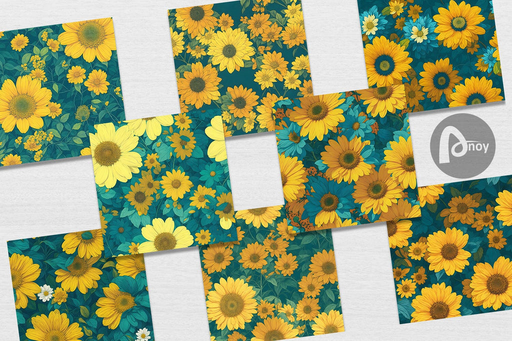 Digital Paper Yellow Flowers Pattern So Fontsy