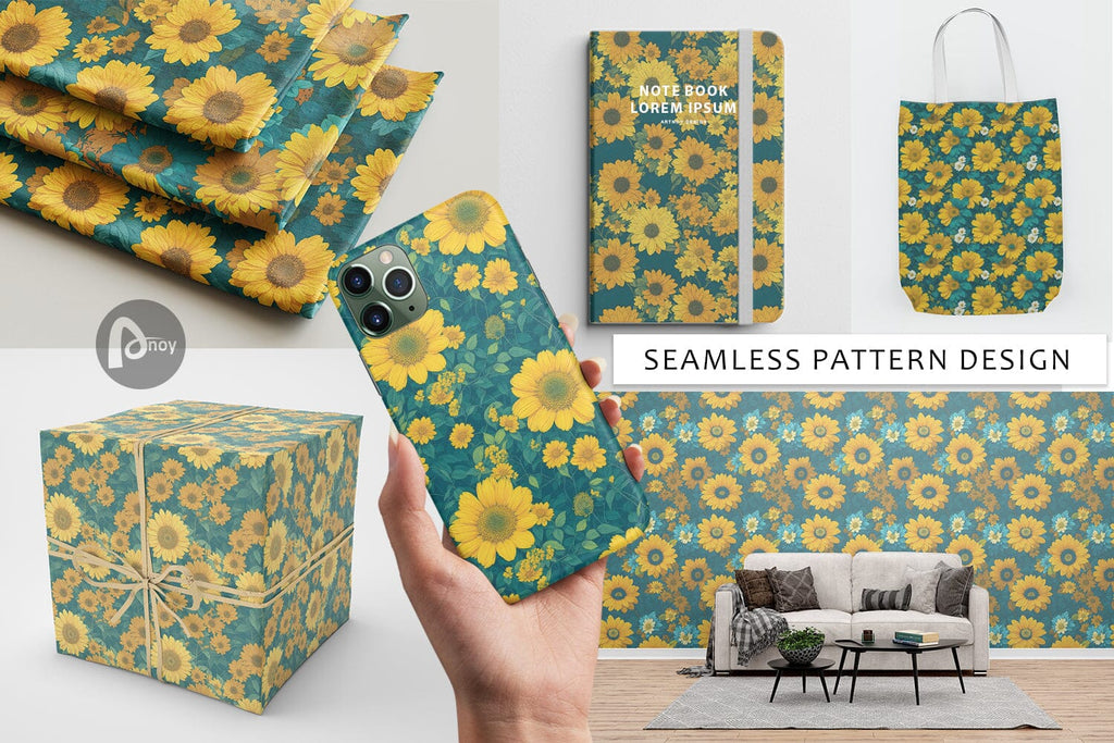 Digital Paper Yellow Flowers Pattern So Fontsy