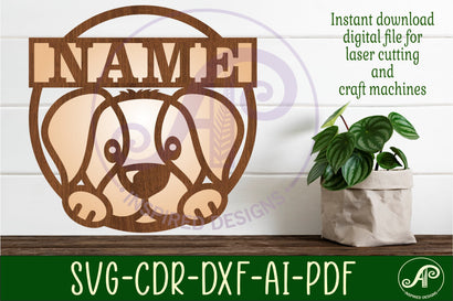 Dog name sign svg laser cut template SVG APInspireddesigns 