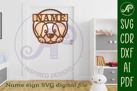 Dog name sign svg laser cut template SVG APInspireddesigns 