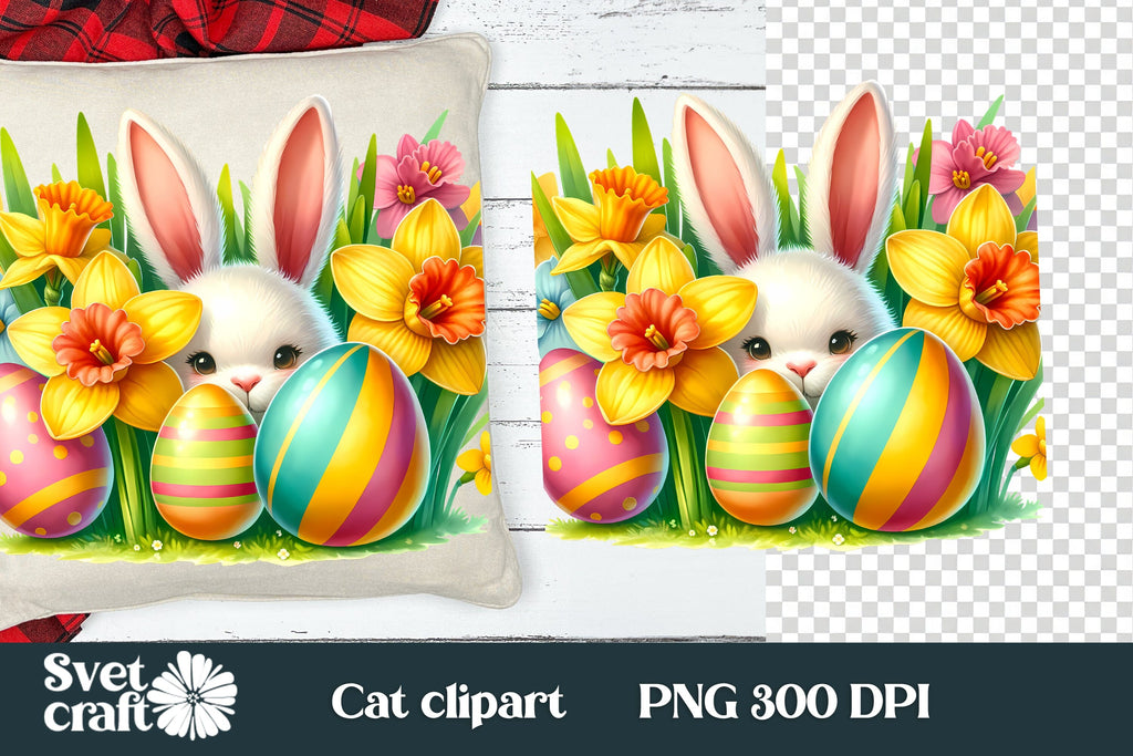 Easter bunny eggs spring flower sublimation PNG design - So Fontsy