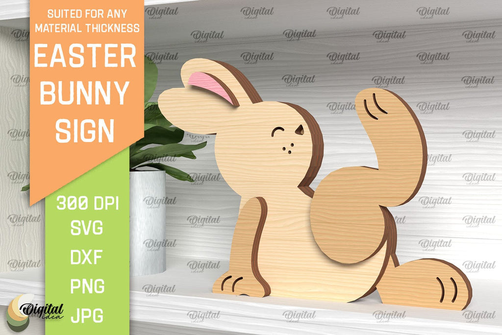 Easter Bunny Sign Laser Cut. Shelf Sitter SVG - So Fontsy