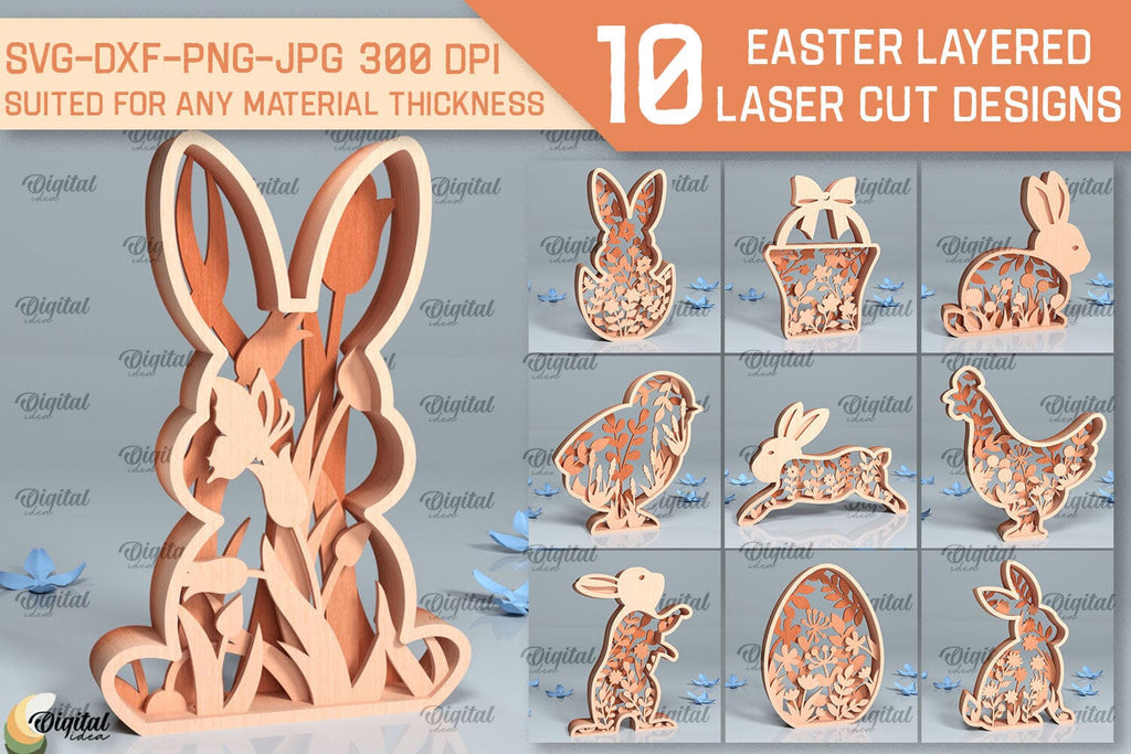 Easter Layered Decor SVG Bundle. 3D Easter Laser Cut - So Fontsy