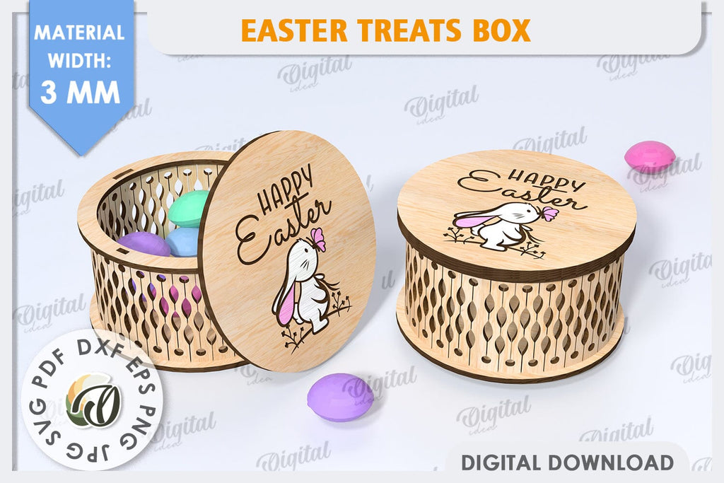 Easter Treats Box Laser Cut. Easter Gift Box SVG - So Fontsy