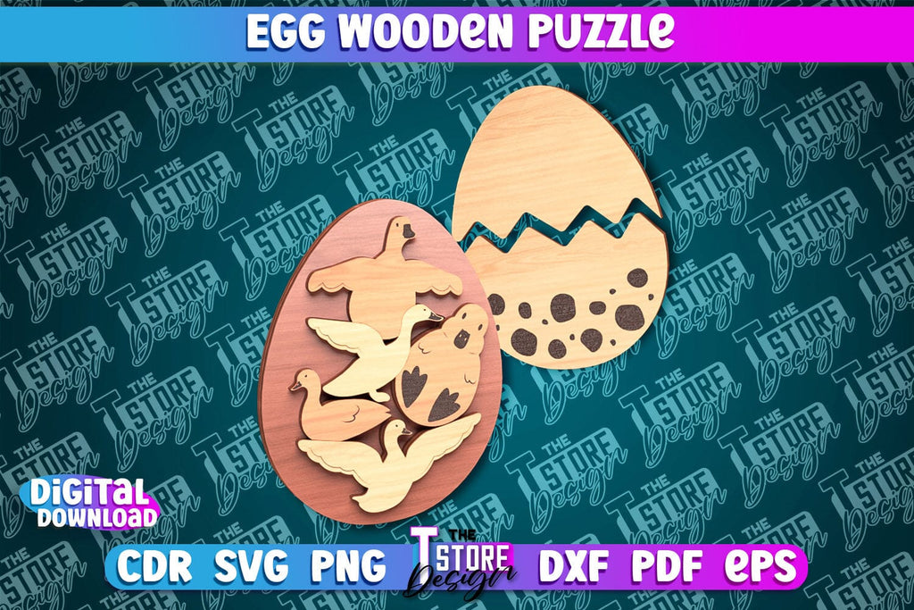Egg Wooden Puzzle Laser Cut | Easter Design | CNC File - So Fontsy