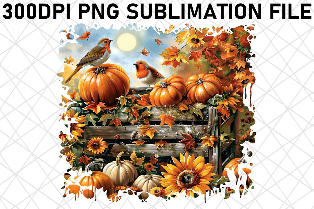 Fall Watercolor Print Sublimation Autumn Design PNG - So Fontsy