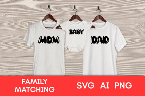 Family Matching SVG | Mom Dad Baby Bro Sis PNG Sublimation | Family T Shirts Black Cut File Design | Parents & Kids Outfits Prints Digital SVG AnnaViolet_store 