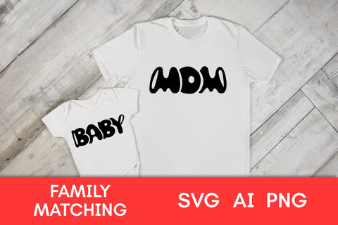 Family Matching SVG | Mom Dad Baby Bro Sis PNG Sublimation | Family T Shirts Black Cut File Design | Parents & Kids Outfits Prints Digital SVG AnnaViolet_store 