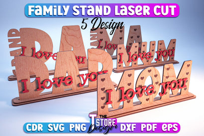 Family Stand | 3D Stand Design Bundle | Home Decor | Family Design | CNC File SVG The T Store Design 