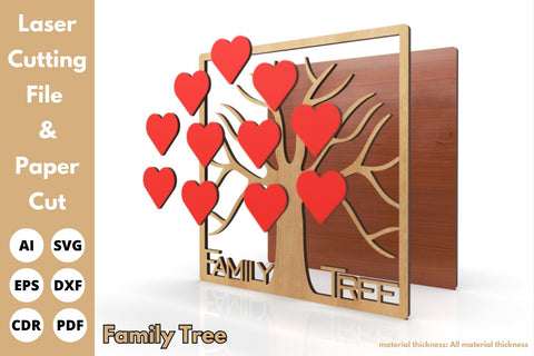 Family Tree with Heart | laser cut file | svg paper cut | cricut | glowforge file SVG tofigh4lang 