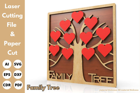 Family Tree with Heart | laser cut file | svg paper cut | cricut | glowforge file SVG tofigh4lang 