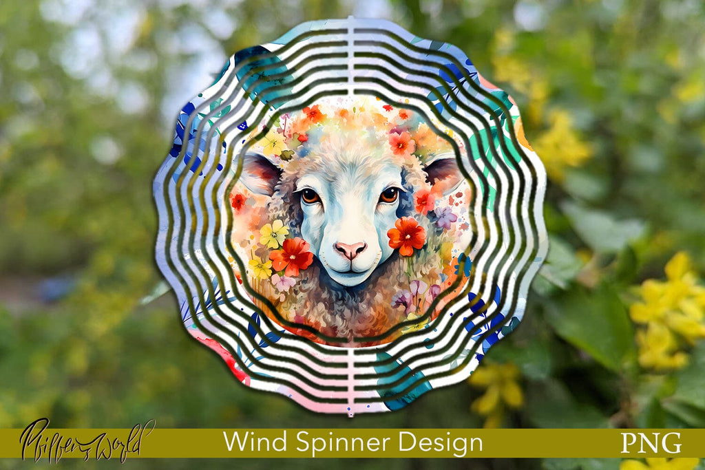 Farm Wind Spinner | Sheep with flowers Design - So Fontsy