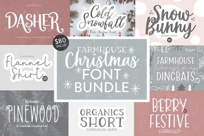 Farmhouse Christmas Font Bundle Font Blush Font Co. 