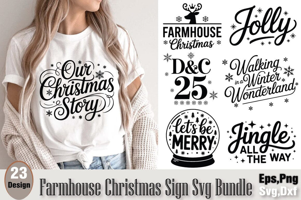 Farmhouse Christmas Sign Svg Bundle - So Fontsy