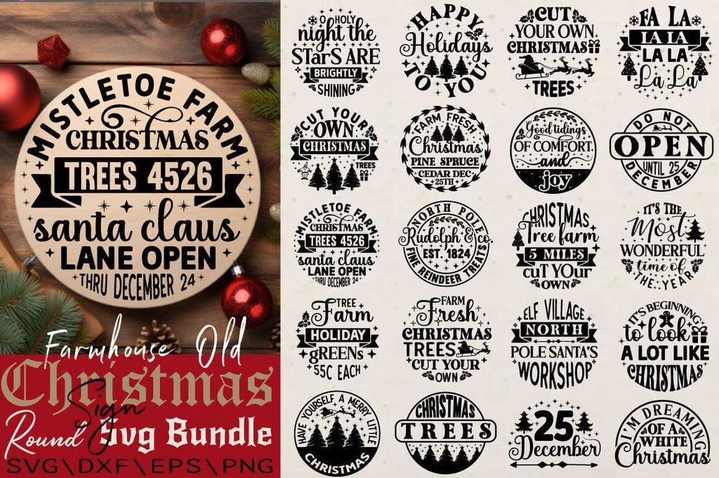 Farmhouse Old Christmas Sign SVG Bundle - So Fontsy