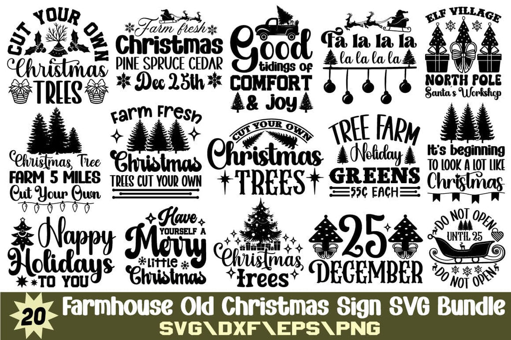 Farmhouse Old Christmas Sign SVG Bundle - So Fontsy