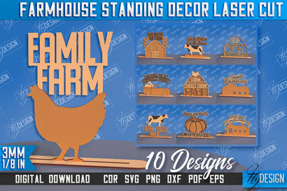 Farmhouse Standing Decor Bundle | Decorative Standing | Farmhouse Design | CNC File SVG Fly Design 