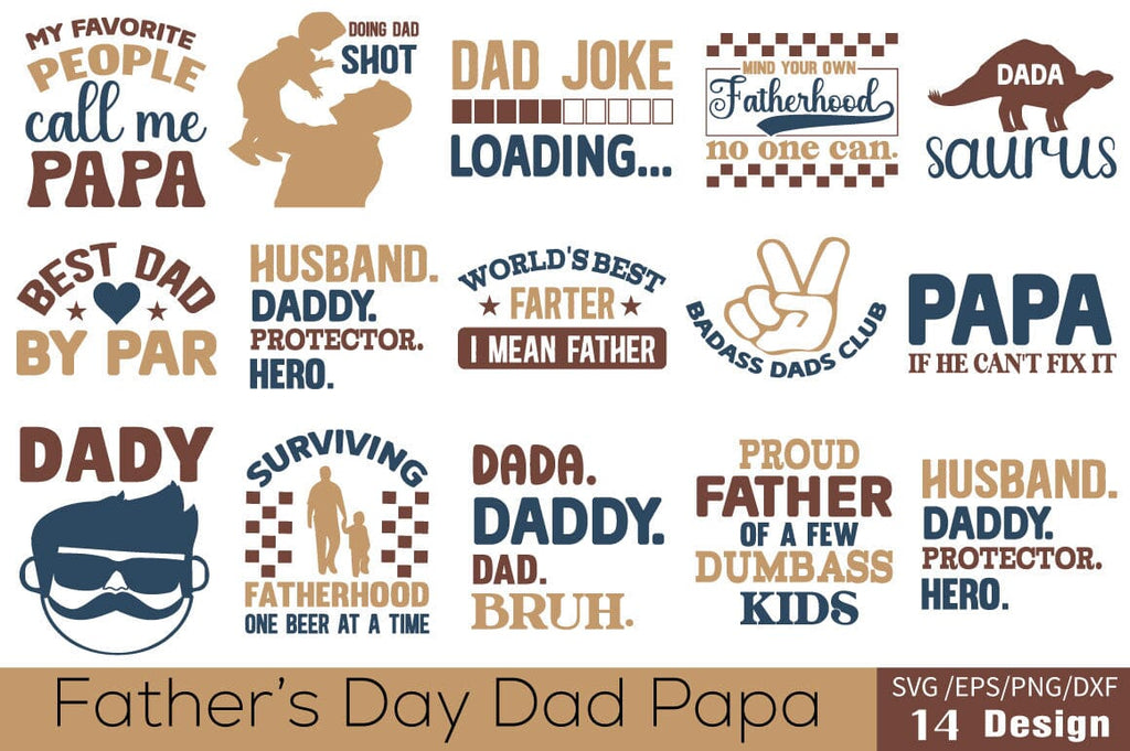Fathers Day Dad Papa SVG Bundle - So Fontsy